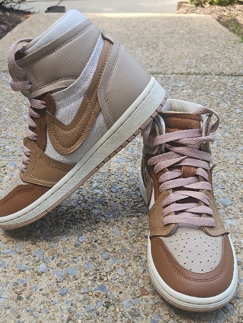 Jordan Women’s Mid-Top Sneakers in Brown, Tan, and Cream - Picture 3 of 5